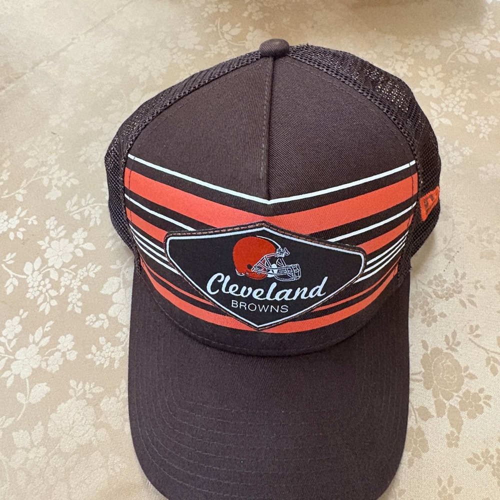 New Era Brown and Orange Mesh Trucker Cap